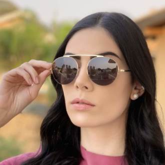 safine com br oculos de sol aviador preto com dourado milena