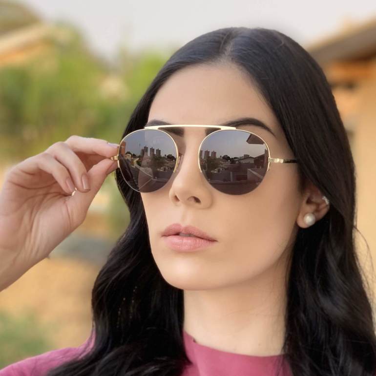 safine com br oculos de sol aviador preto com dourado milena
