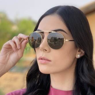 safine com br oculos de sol aviador verde com dourado milena 1