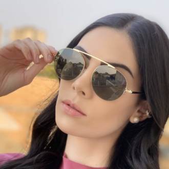 safine com br oculos de sol aviador verde com dourado milena 3