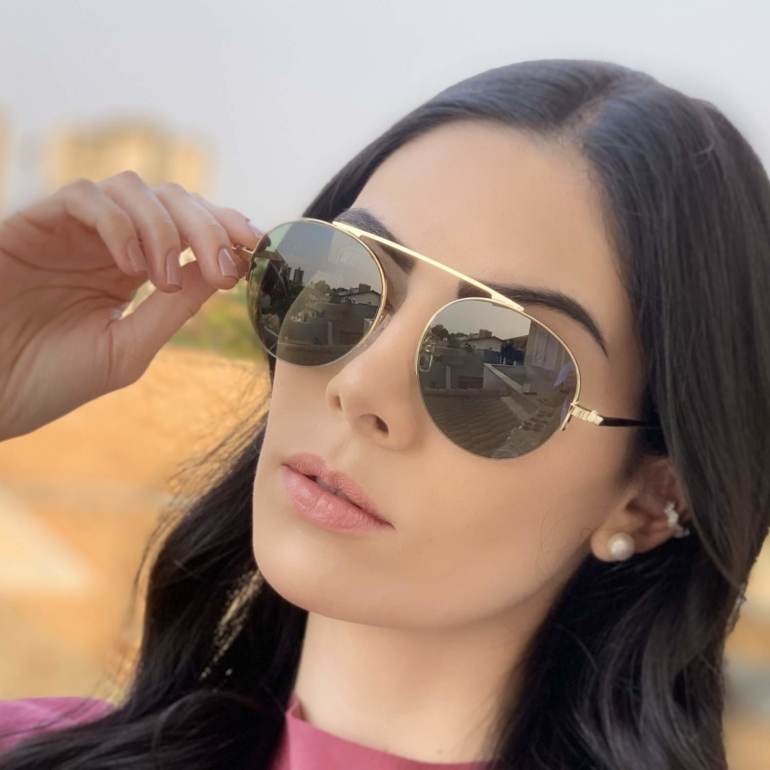 safine com br oculos de sol aviador verde com dourado milena 3