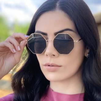safine com br oculos de sol octagonal dourado com preto 1