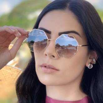 safine com br oculos de sol octagonal dourado degrade 1