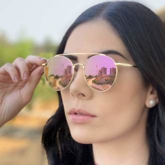 safine com br oculos de sol redondo espelhado roxo lili