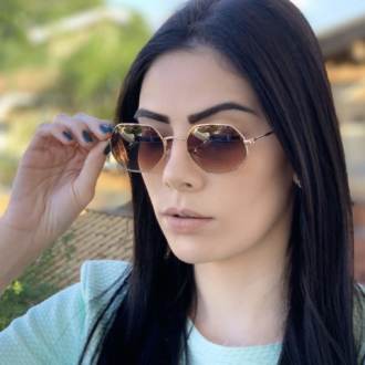 safine com br oculos de sol hexagonal marrom degrade luci