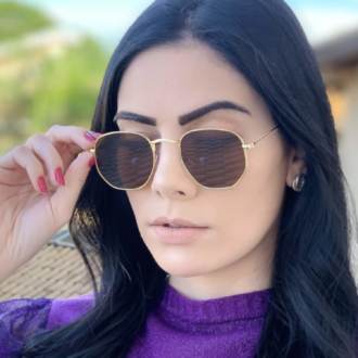 safine com br oculos de sol hexagonal marrom elisa new