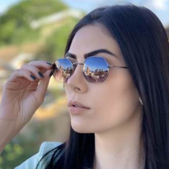 safine com br oculos de sol hexagonal preto degra luci