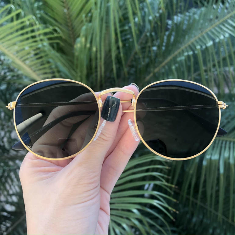 safine com br oculos de sol redondo dourado com verde laura 2 0