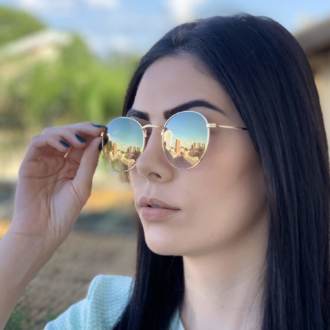 safine com br oculos de sol redondo dourado espelhado laura 2 0 1