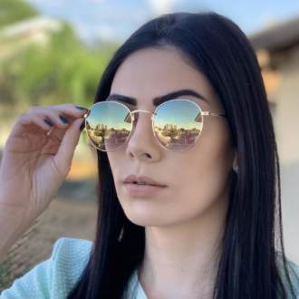 safine com br oculos de sol redondo dourado espelhado laura 2 0 2