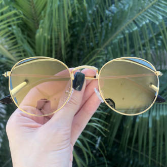 safine com br oculos de sol redondo dourado espelhado laura 2 0