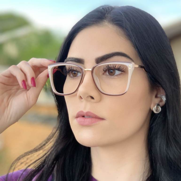 safine com br oculos de grau quadrado marrom com nude paloma 1