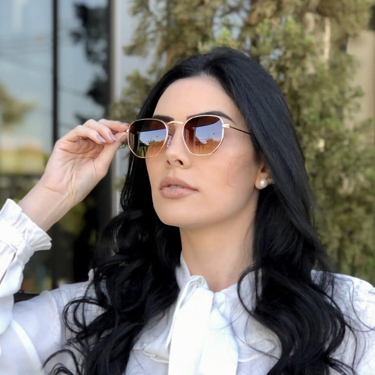 safine com br oculos de sol hexagonal marrom degrade elisa new 4