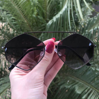 safine com br oculos de sol hexagonal preto tati