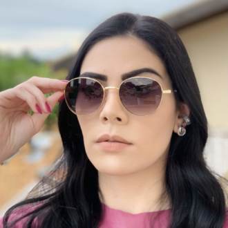 safine com br oculos de sol redondo dourado com degrade lari 1
