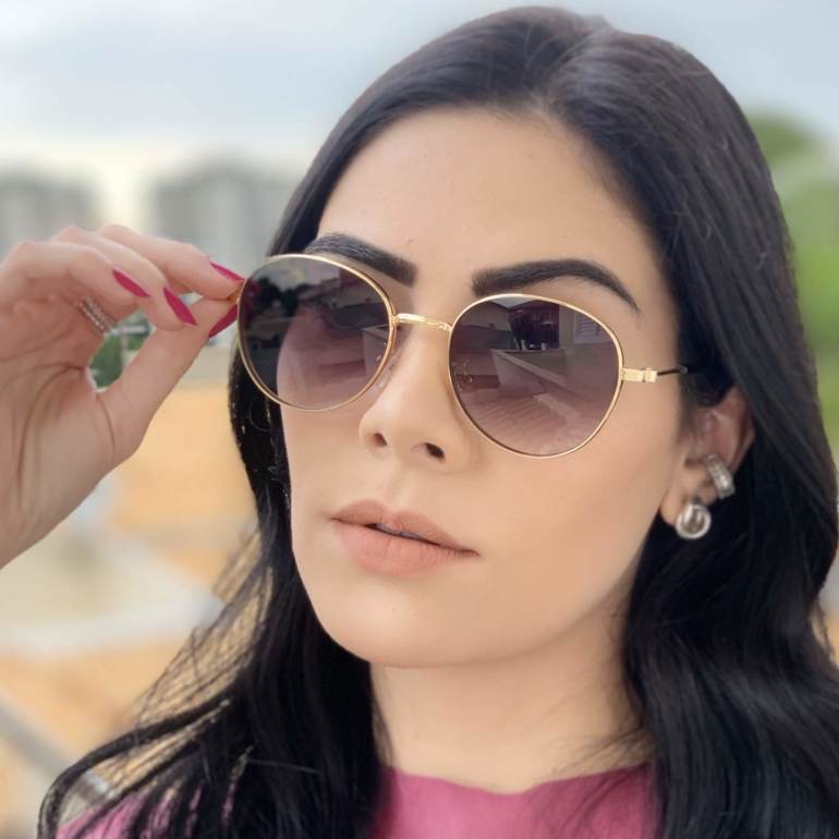 safine com br oculos de sol redondo dourado com degrade lari 2