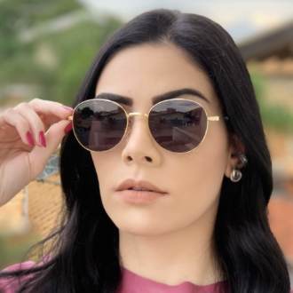 safine com br oculos de sol redondo dourado lari 1