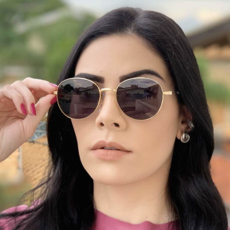 safine com br oculos de sol redondo dourado lari 1