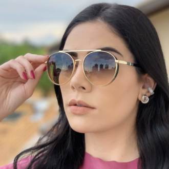 safine com br oculos de sol aviador dourado com colorido lana