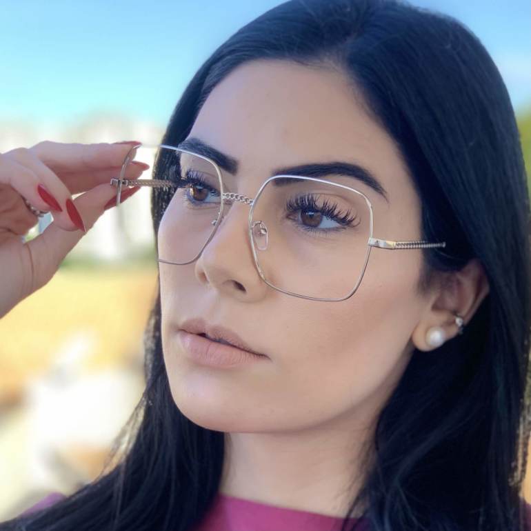 safine com br oculos de grau quadrado prata lauren 2
