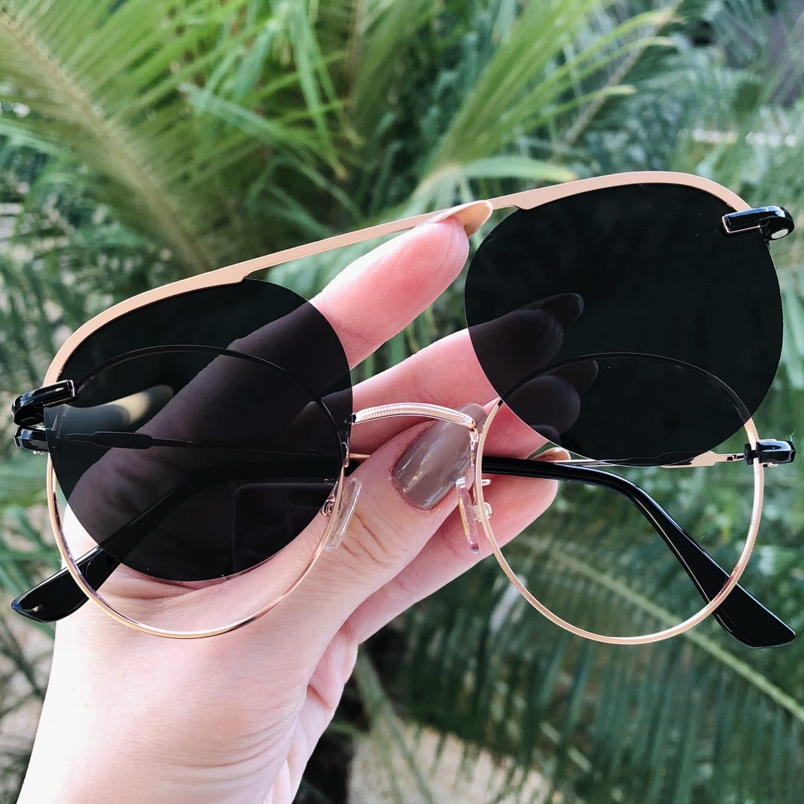 safine com br oculos 2 em 1 redondo dourado com verde louise 2