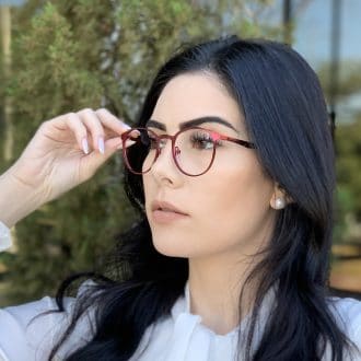 safine com br oculos de grau em metal redondo vermelho julia 2