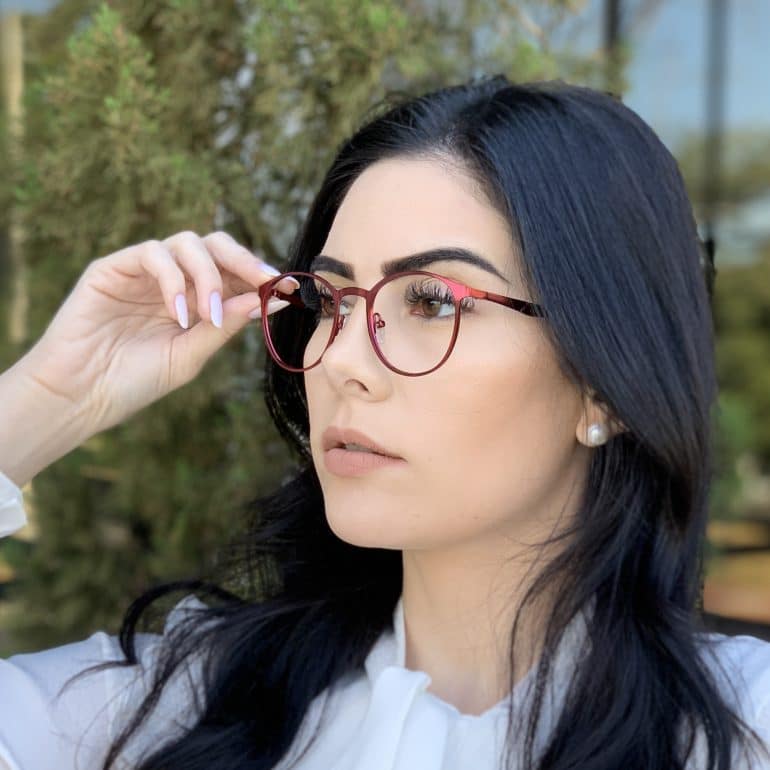safine com br oculos de grau em metal redondo vermelho julia 2