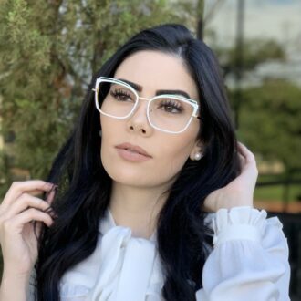 safine com br oculos de grau gatinho de metal branco taisa 1