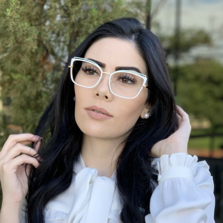 safine com br oculos de grau gatinho de metal branco taisa 1