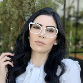 safine com br oculos de grau gatinho de metal branco taisa 2
