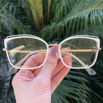 safine com br oculos de grau gatinho de metal branco taisa 3