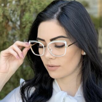 safine com br oculos de grau gatinho de metal branco taisa
