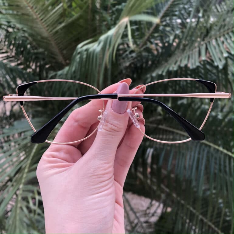 safine com br oculos de grau gatinho preto com dourado liz 1