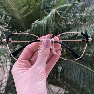 safine com br oculos de grau gatinho preto com dourado liz