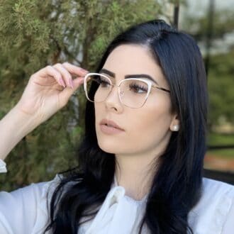 safine com br oculos de grau metal gatinho branco gina 1