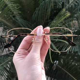 safine com br oculos 2 em 1 hexagonal dourado e preto 2