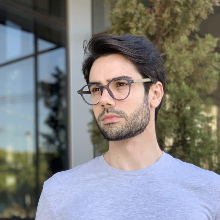 Óculos de Grau Masculino Redondo Cinza Fosco Bernardo