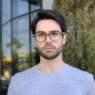 Óculos de Grau Masculino Redondo Cinza Fosco Bernardo