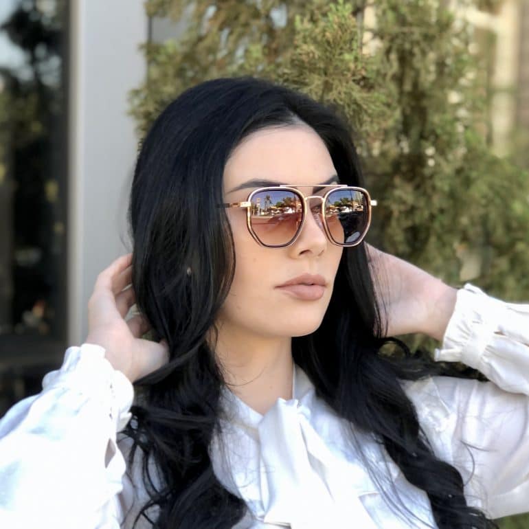 safine com br oculos de sol hexagonal aviador marrom e rose mariah 3
