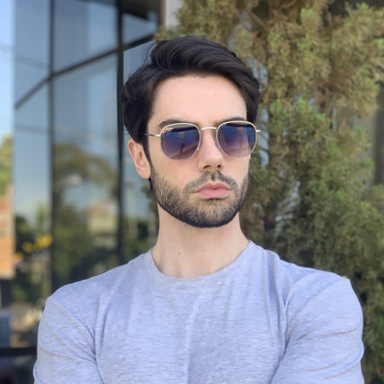 safine com br oculos de sol masculino hexagonal prata 2