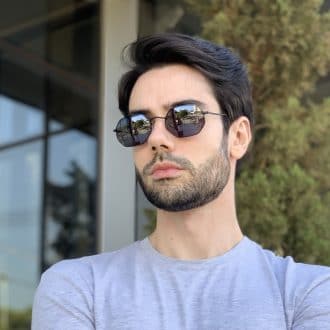 safine com br oculos de sol masculino hexagonal preto bruno
