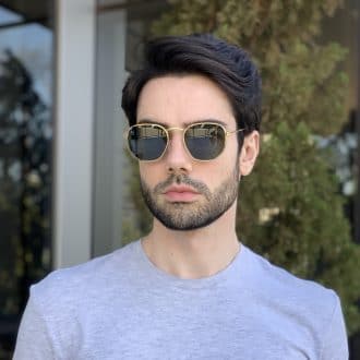 safine com br oculos de sol masculino hexagonal verde