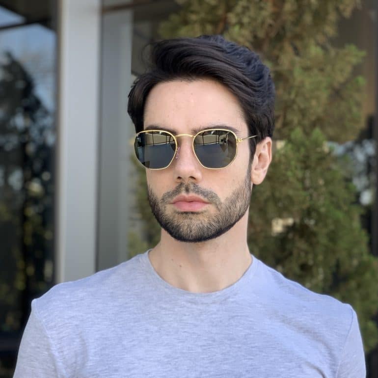 safine com br oculos de sol masculino hexagonal verde