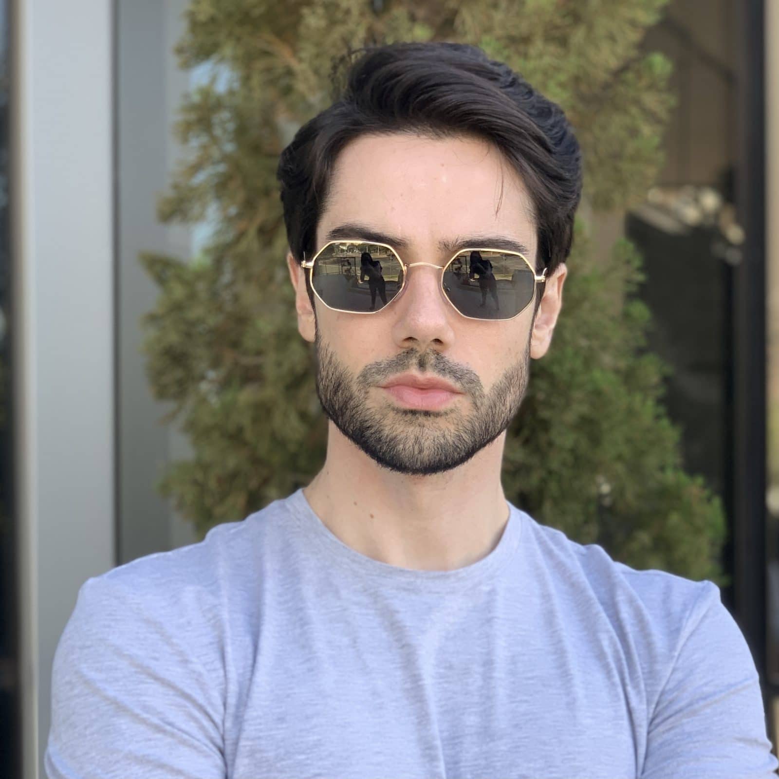 safine com br oculos de sol masculino hexagonal verde bruno 1