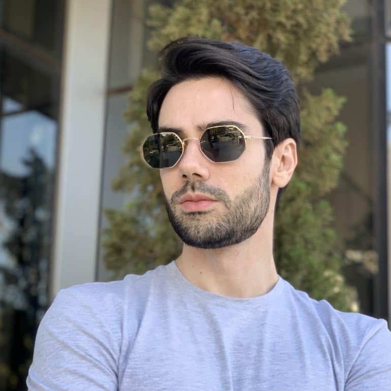 safine com br oculos de sol masculino hexagonal verde bruno