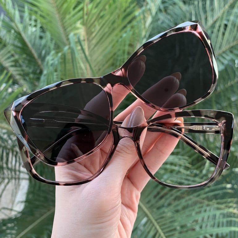 safine com br oculos 2 em 1 clip on gatinho tartaruga com rosa luma