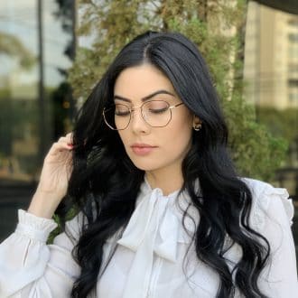 safine com br oculos de grau hexagonal dourado e preto lali 2