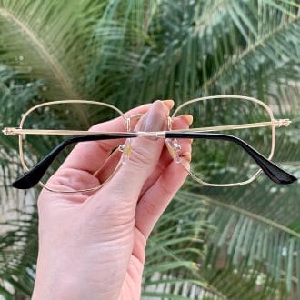 safine com br oculos de grau hexagonal dourado lali 1