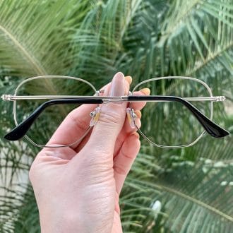 safine com br oculos de grau hexagonal prata lali 1