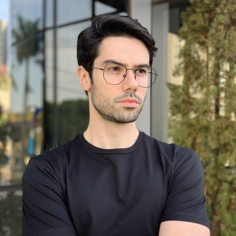 safine com br oculos de grau masculino hexagonal preto 2